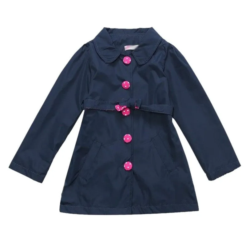 Fashionable Baby Girl Button Trench Coat
