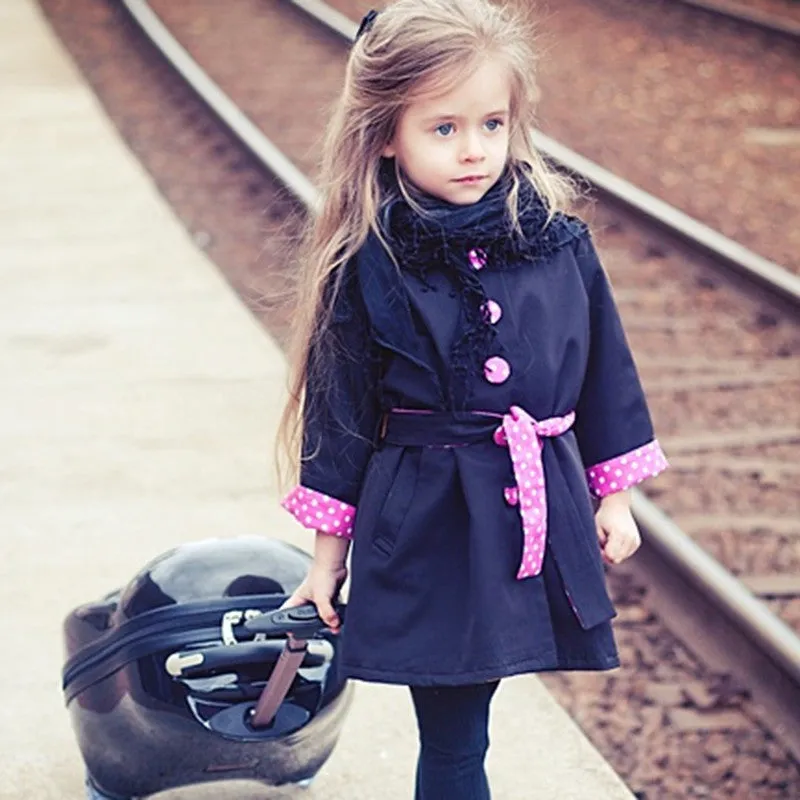 Fashionable Baby Girl Button Trench Coat