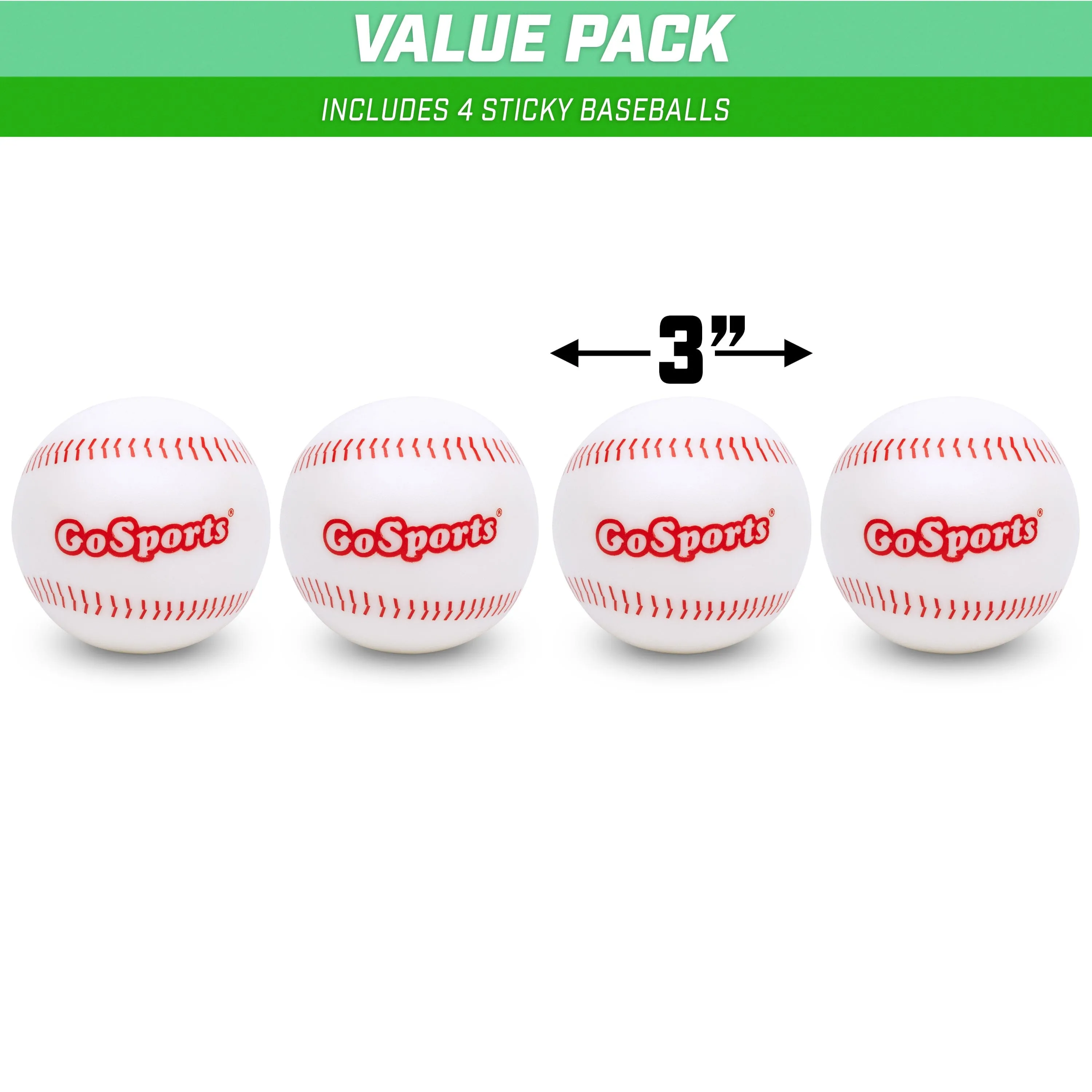 GoSports Pitch N Stick Replacement Baseballs - 4-Pack
