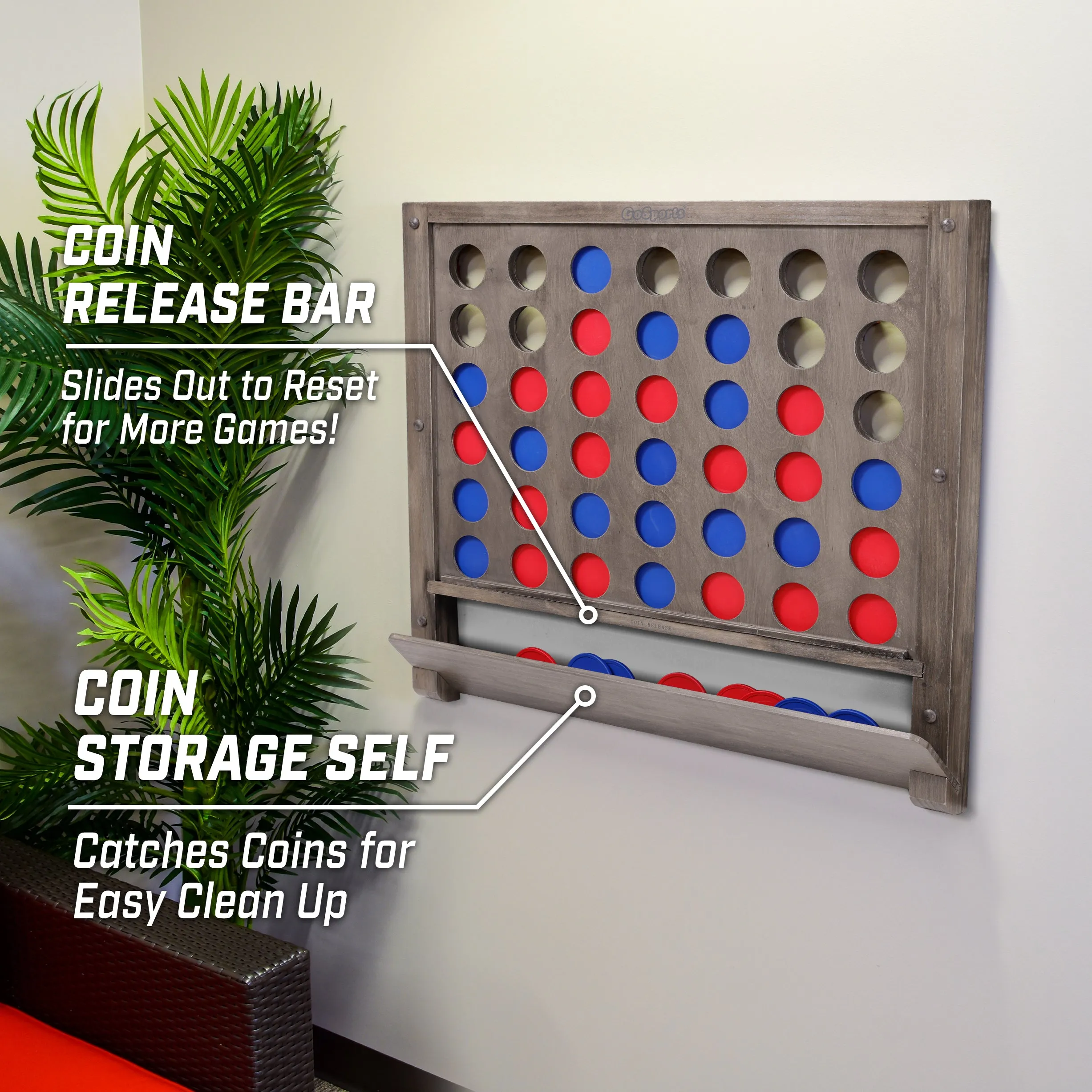GoSports Wall Mounted 4 in a Row - Gray