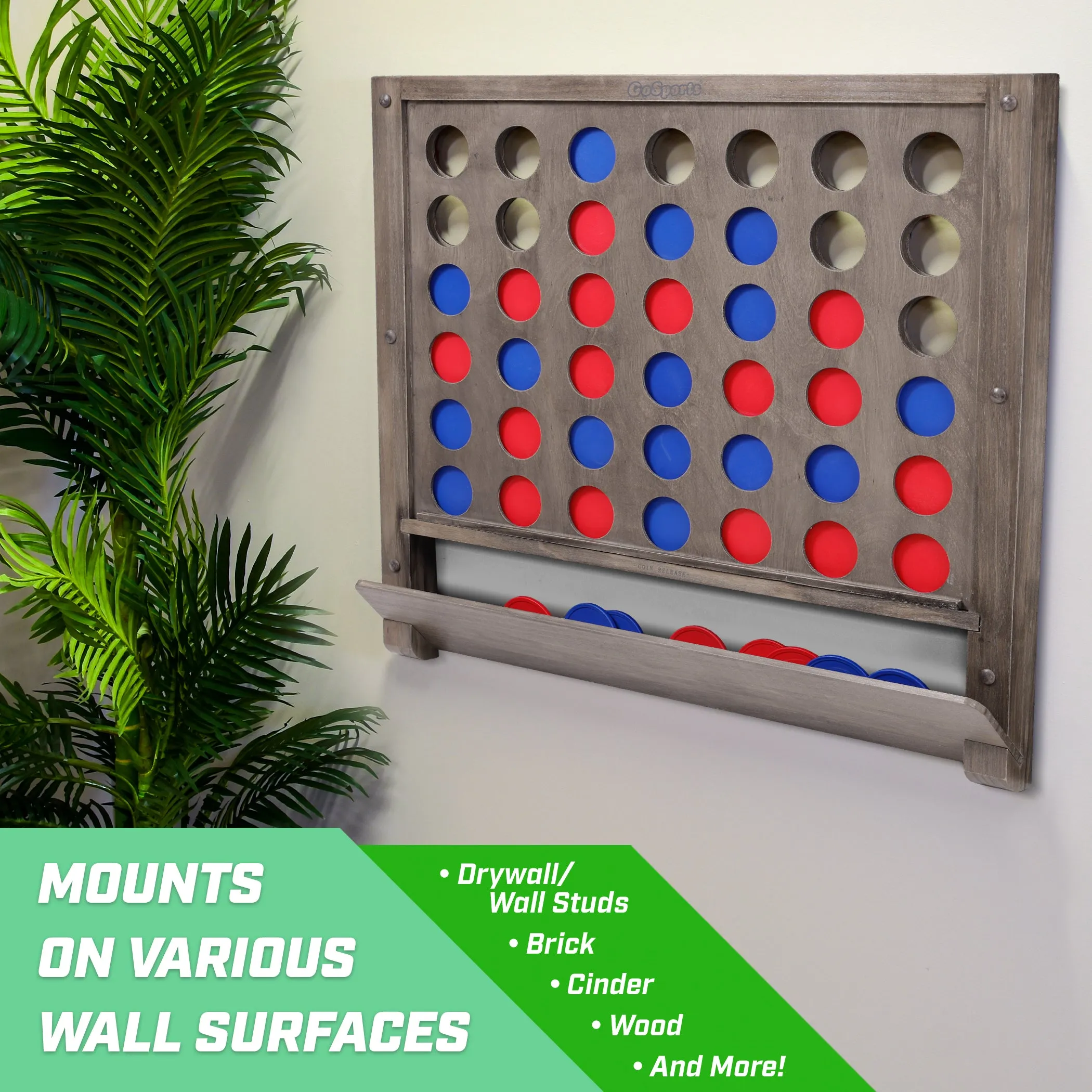 GoSports Wall Mounted 4 in a Row - Gray