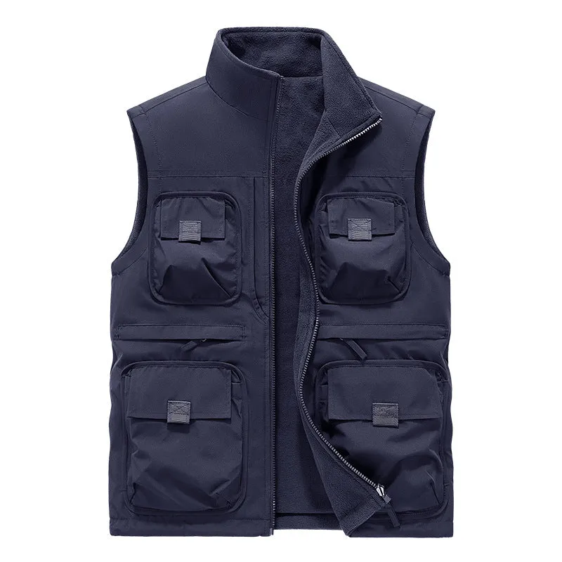 Men's Casual Padded Reversible Multi-Pocket Vest