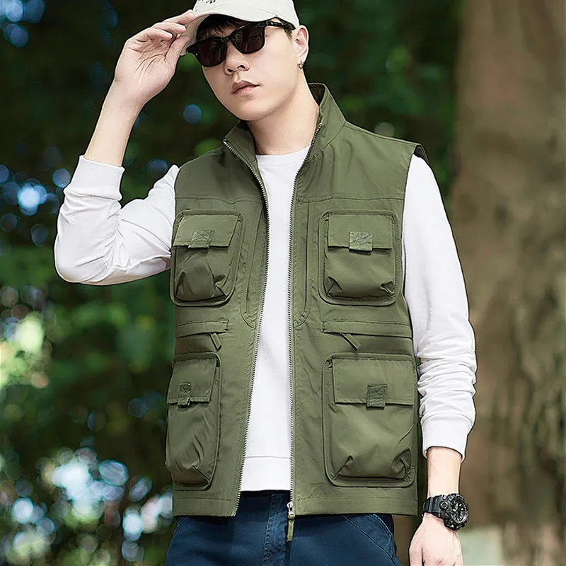 Men's Casual Padded Reversible Multi-Pocket Vest