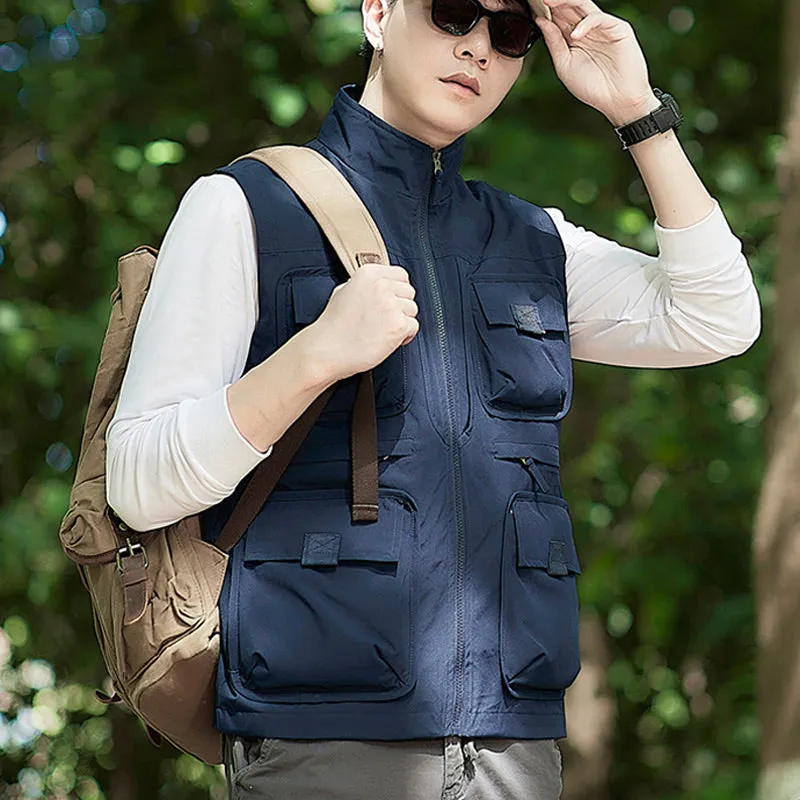 Men's Casual Padded Reversible Multi-Pocket Vest