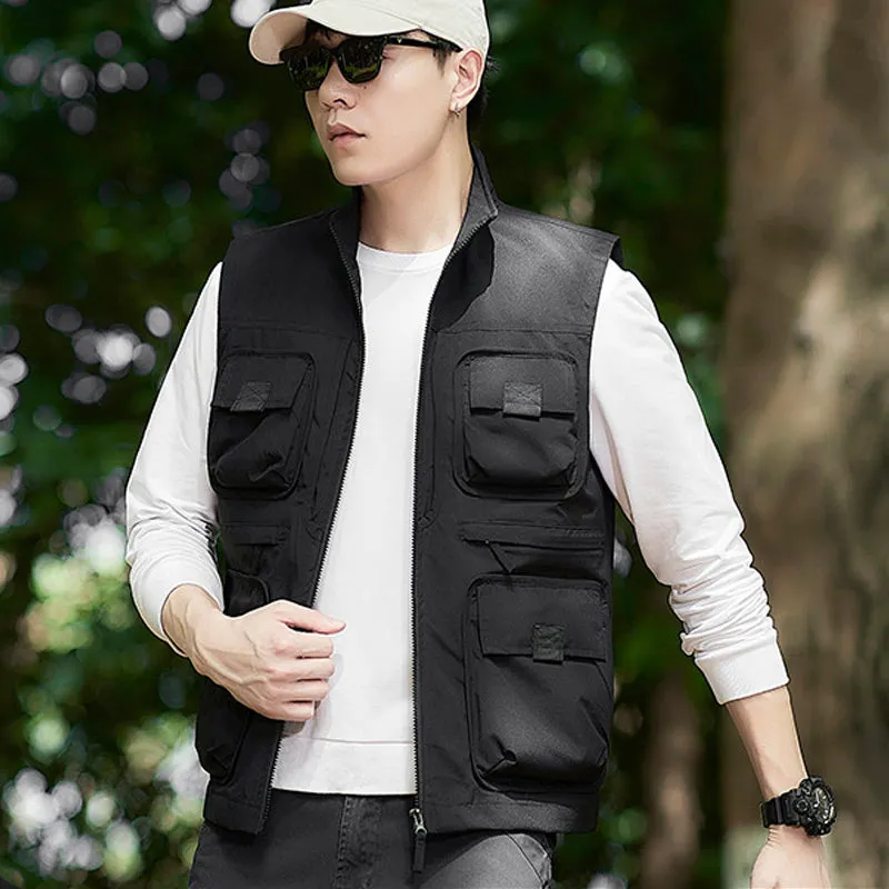 Men's Casual Padded Reversible Multi-Pocket Vest