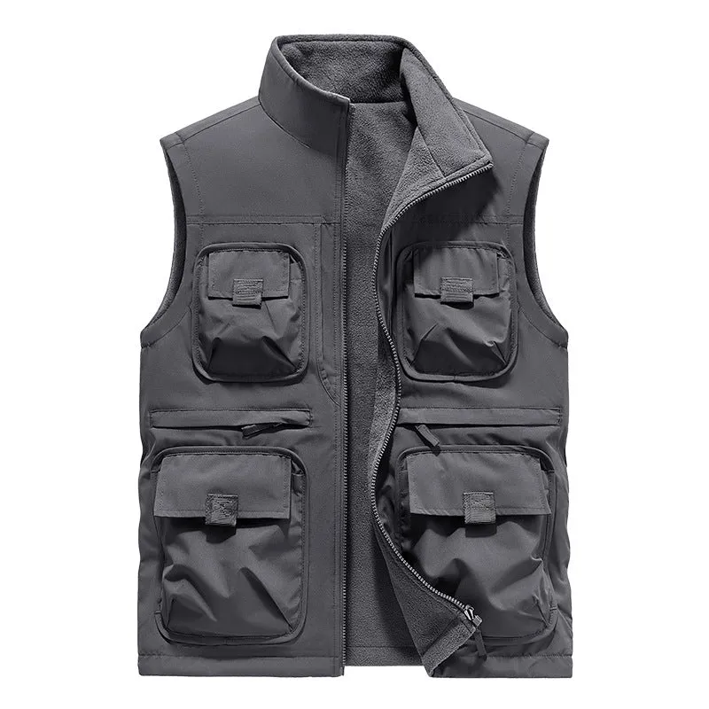 Men's Casual Padded Reversible Multi-Pocket Vest