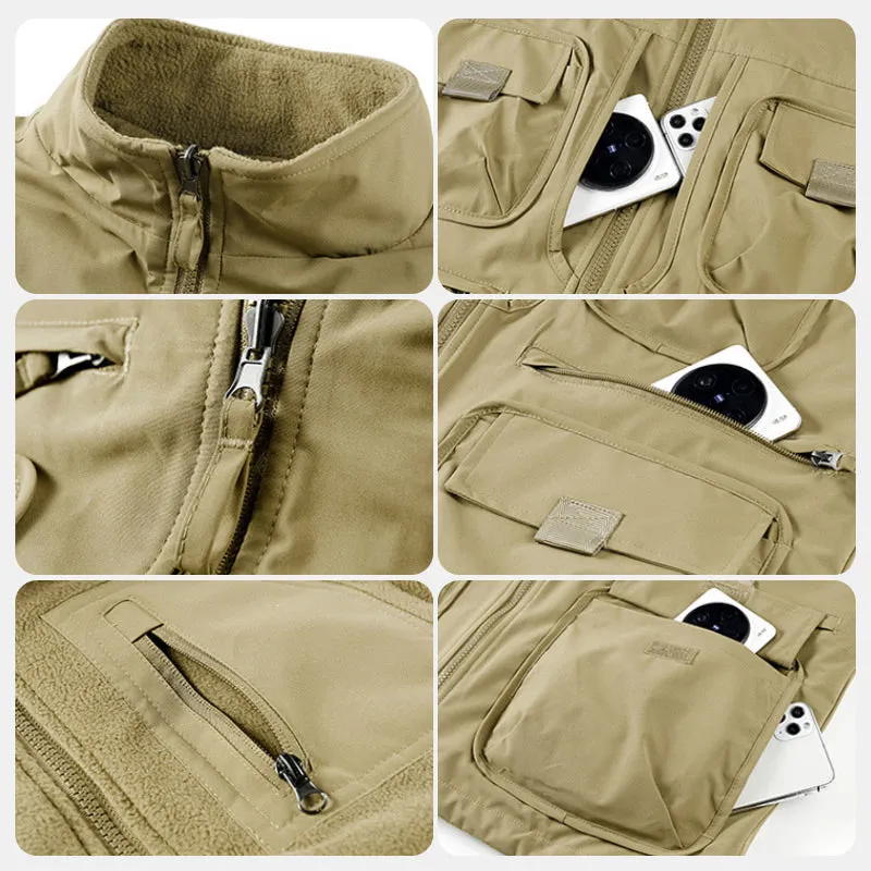 Men's Casual Padded Reversible Multi-Pocket Vest