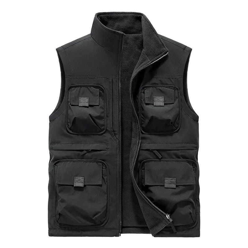 Men's Casual Padded Reversible Multi-Pocket Vest