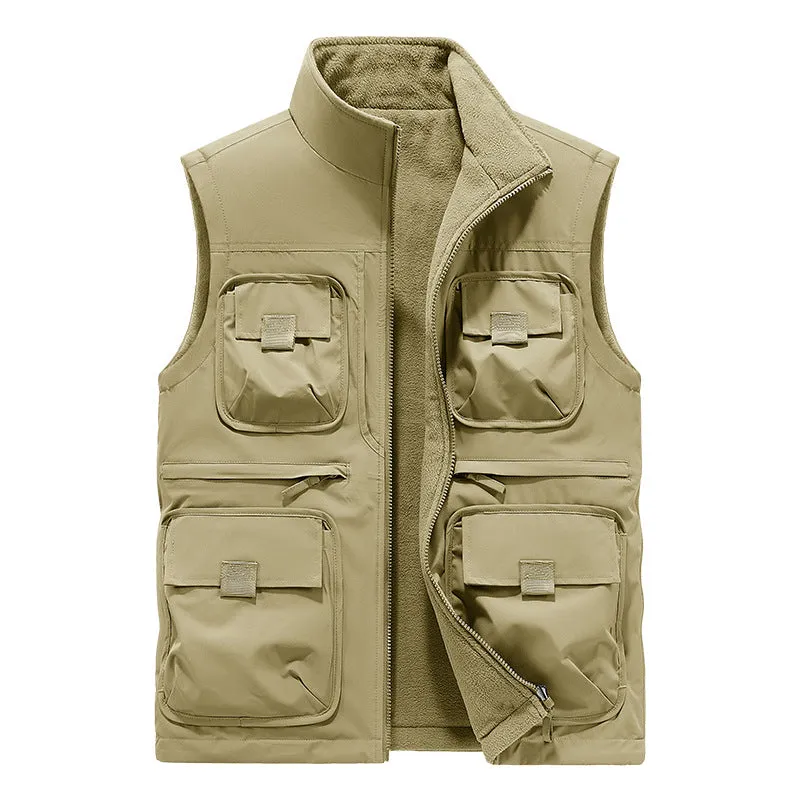 Men's Casual Padded Reversible Multi-Pocket Vest