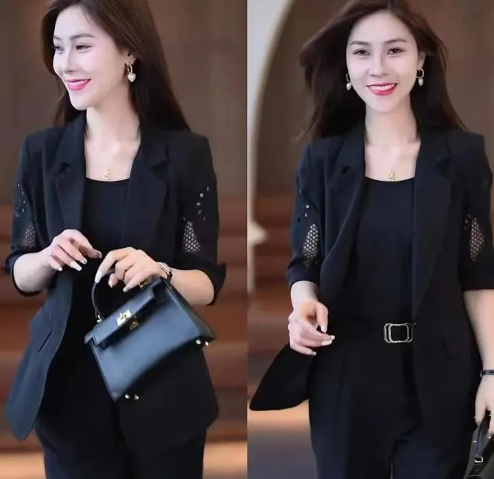 Women's Solid Color Sleeve Casual Three-Piece Set    B162123