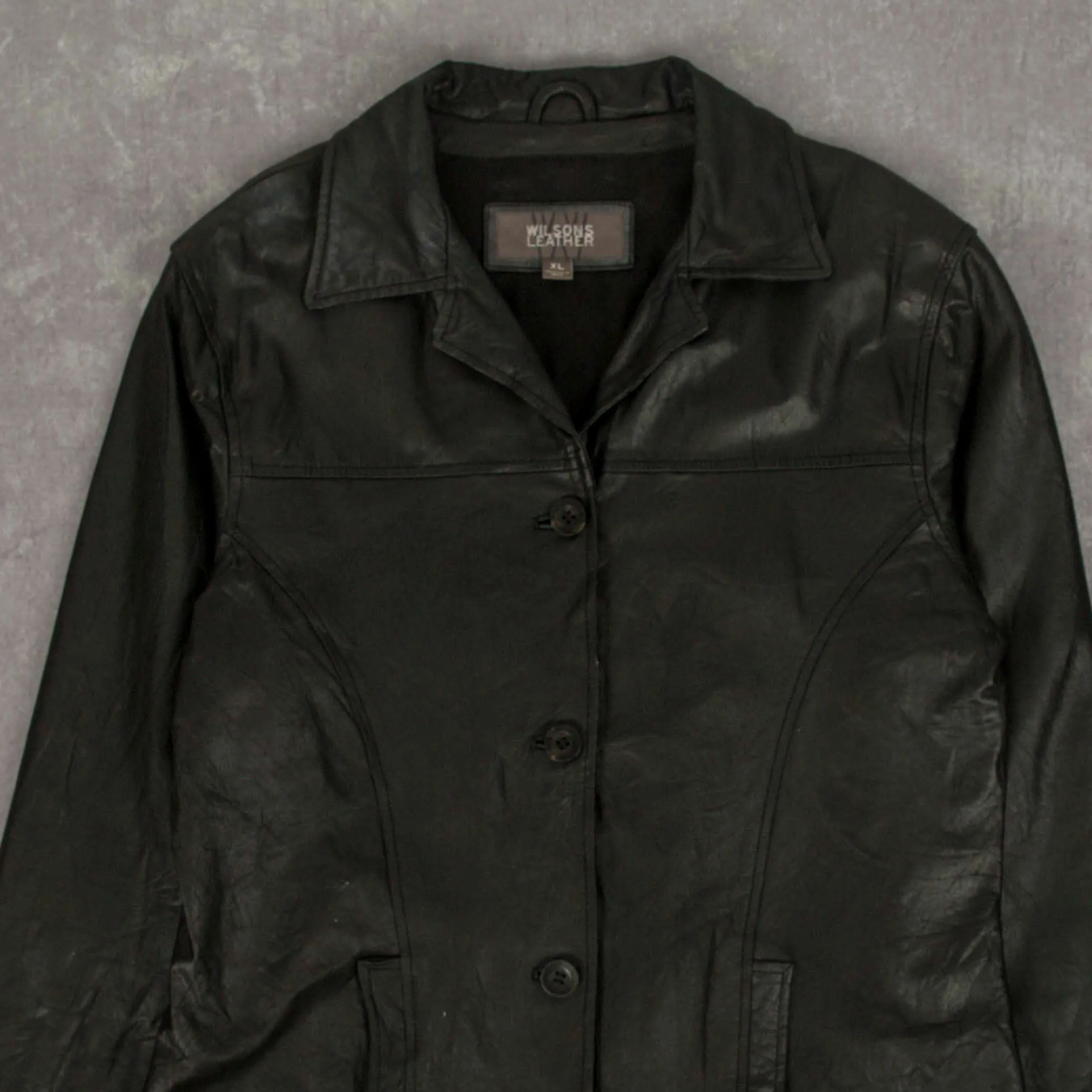 WOMEN'S VINTAGE Y2K LEATHER TRENCH  COAT - X-LARGE