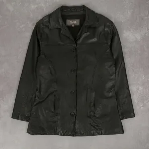 WOMEN'S VINTAGE Y2K LEATHER TRENCH  COAT - X-LARGE