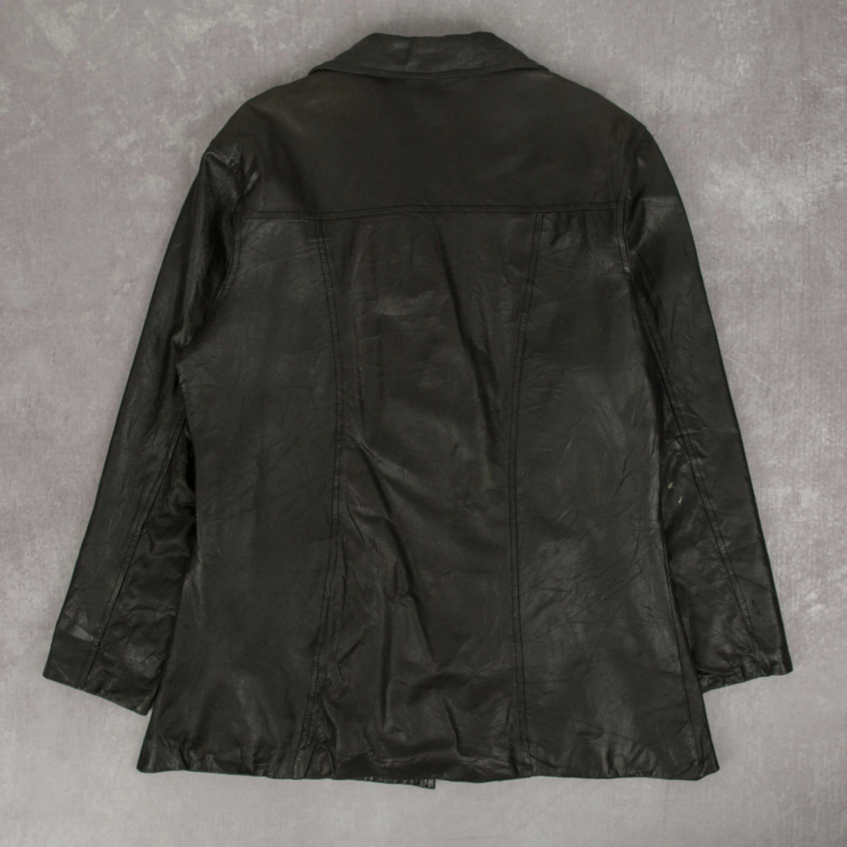 WOMEN'S VINTAGE Y2K LEATHER TRENCH  COAT - X-LARGE