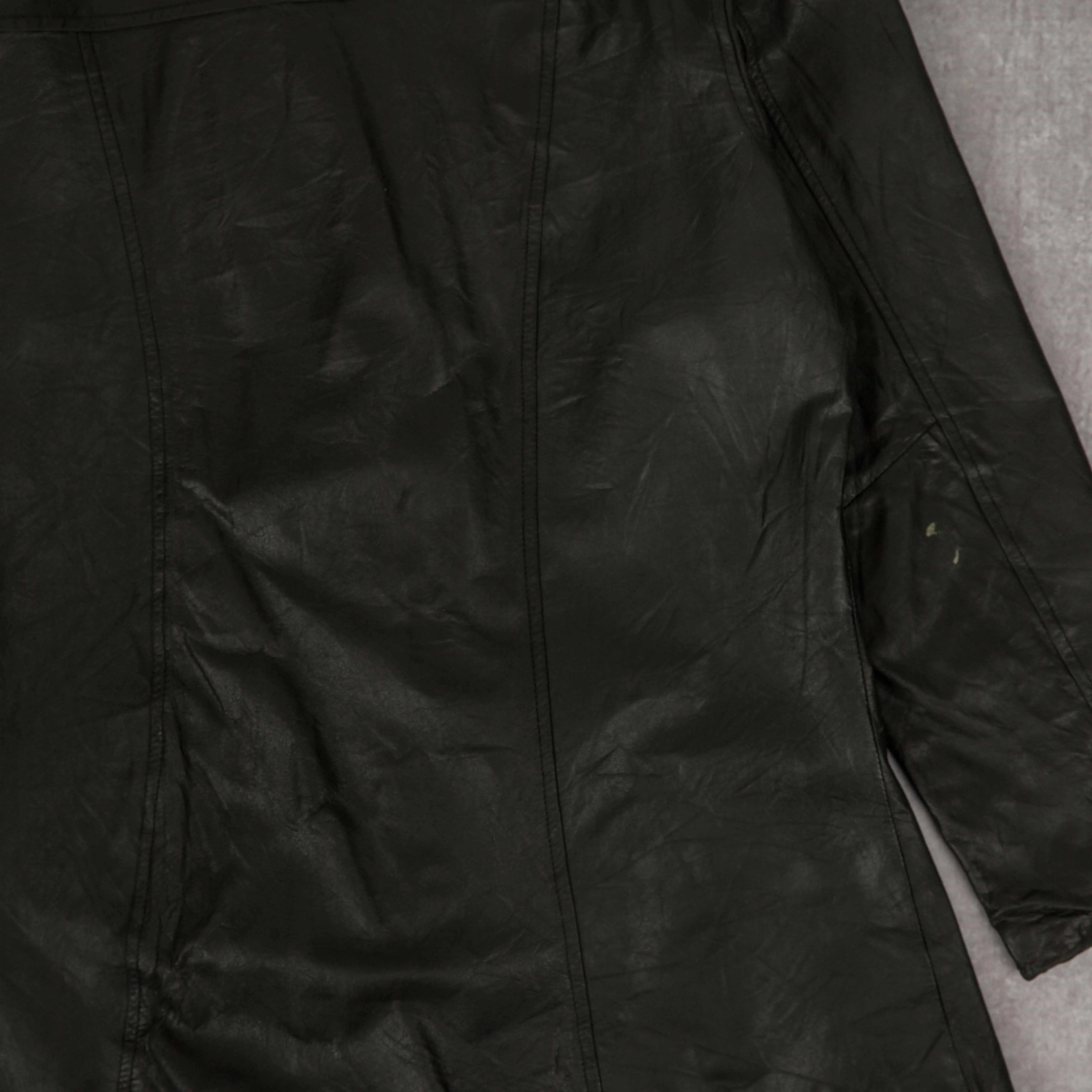 WOMEN'S VINTAGE Y2K LEATHER TRENCH  COAT - X-LARGE