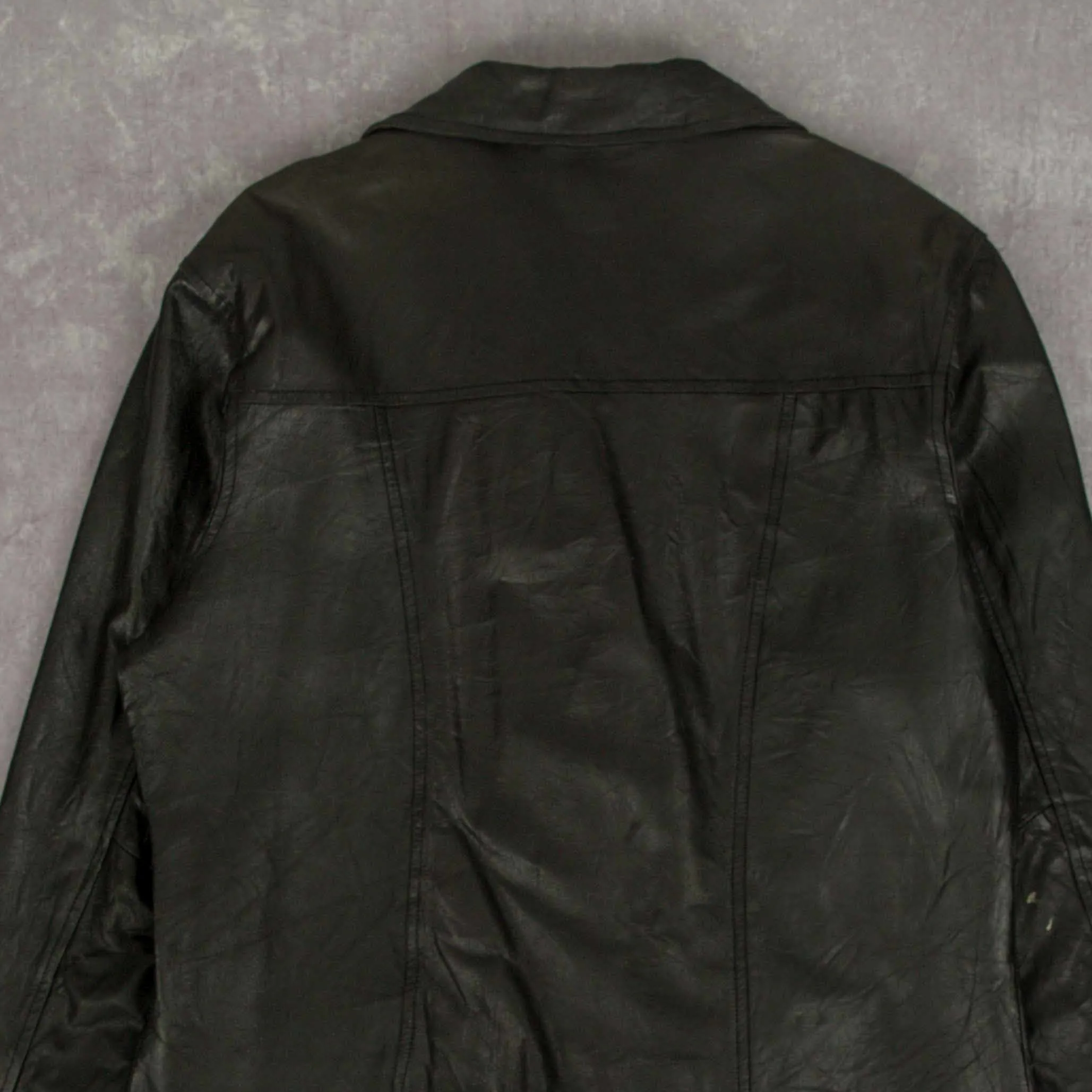 WOMEN'S VINTAGE Y2K LEATHER TRENCH  COAT - X-LARGE