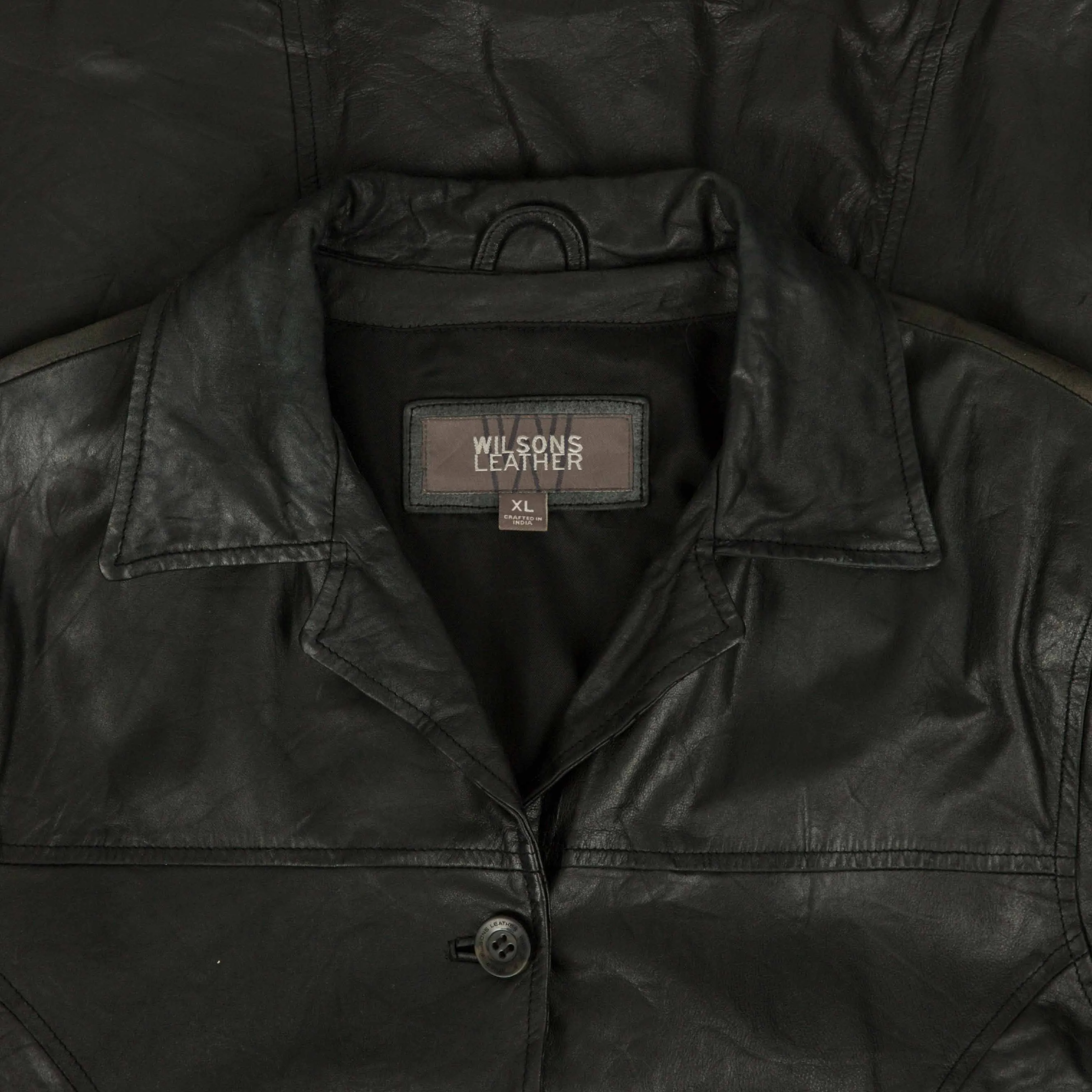 WOMEN'S VINTAGE Y2K LEATHER TRENCH  COAT - X-LARGE