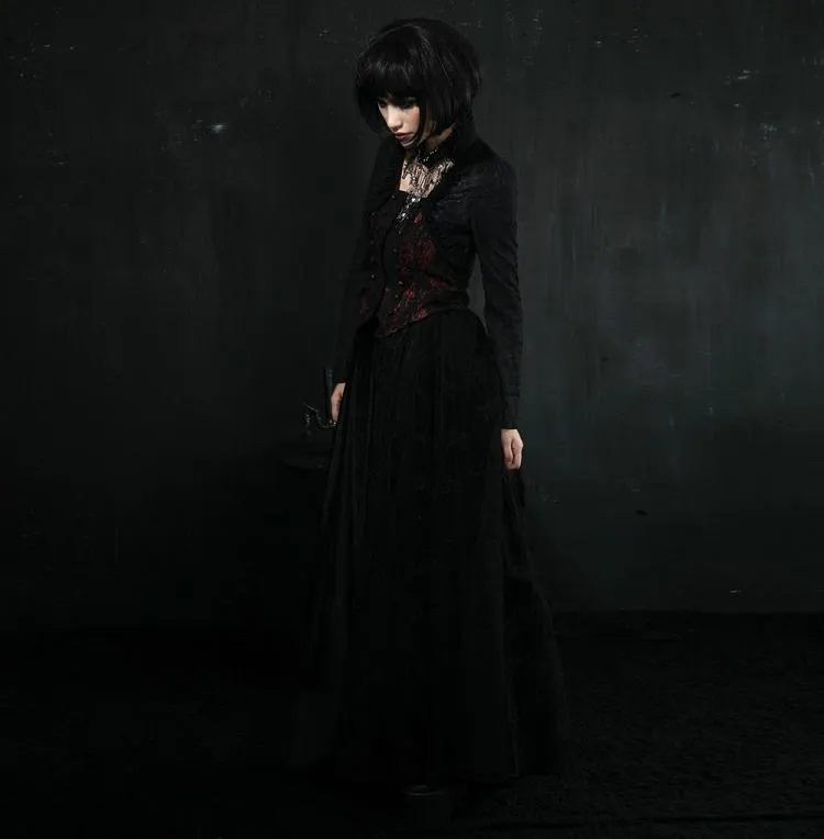 Y-357 Lace Embroidered Skinny High Collar Short Gothic Jackets